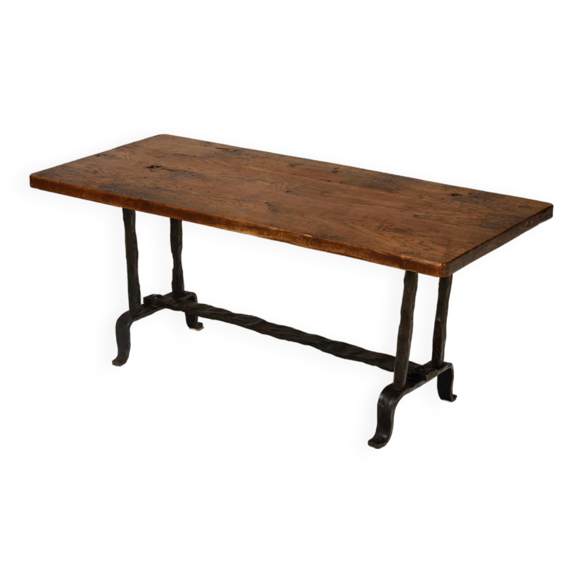 Coffee table in wood and wrought iron