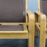 Paire de fauteuils en chêne et cuir L. Olsen & Søn des années 1970, Danemark