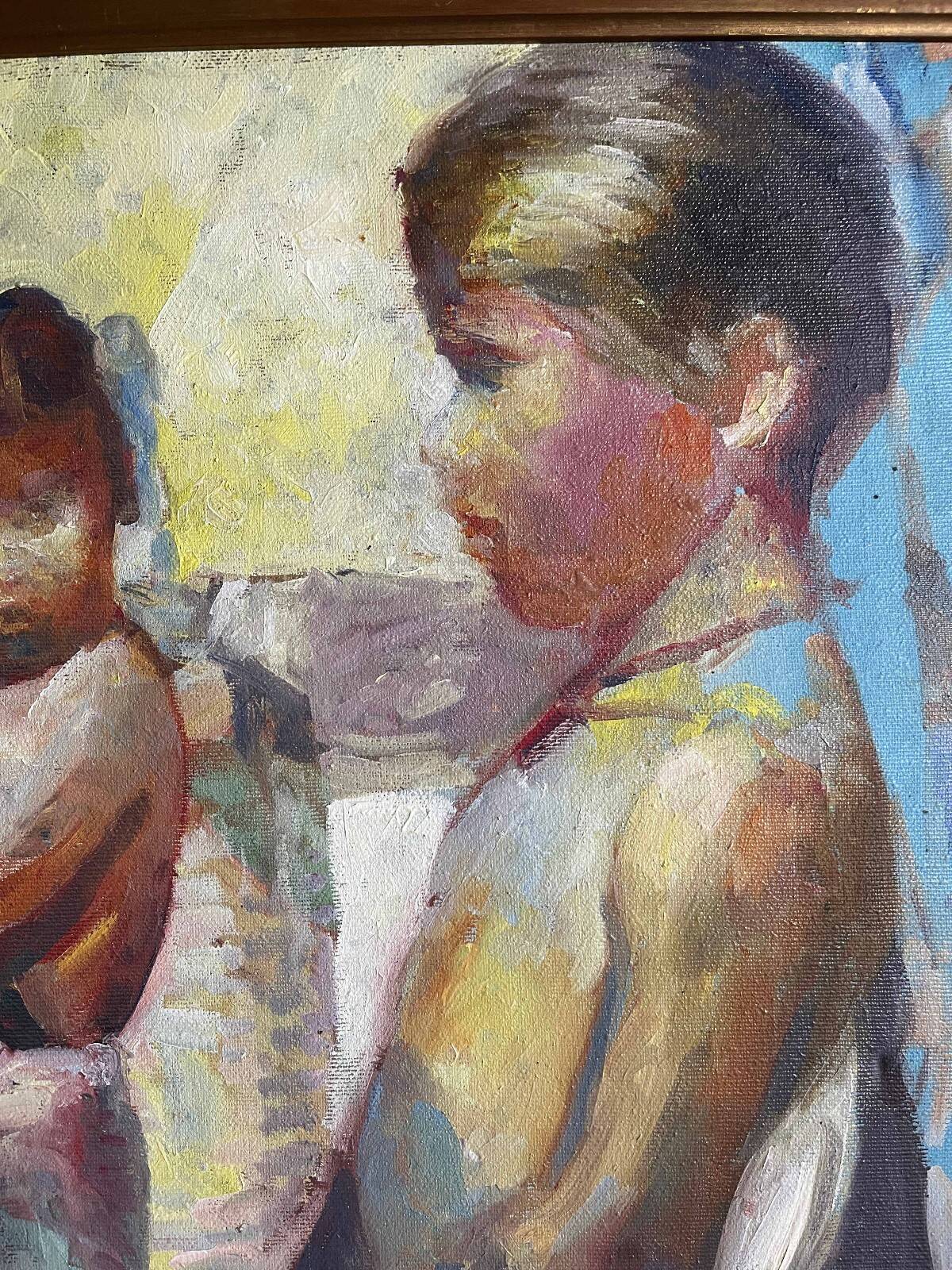 Tableau HST Patrice Landauer (1965) Orientalist Africanist "The two children"