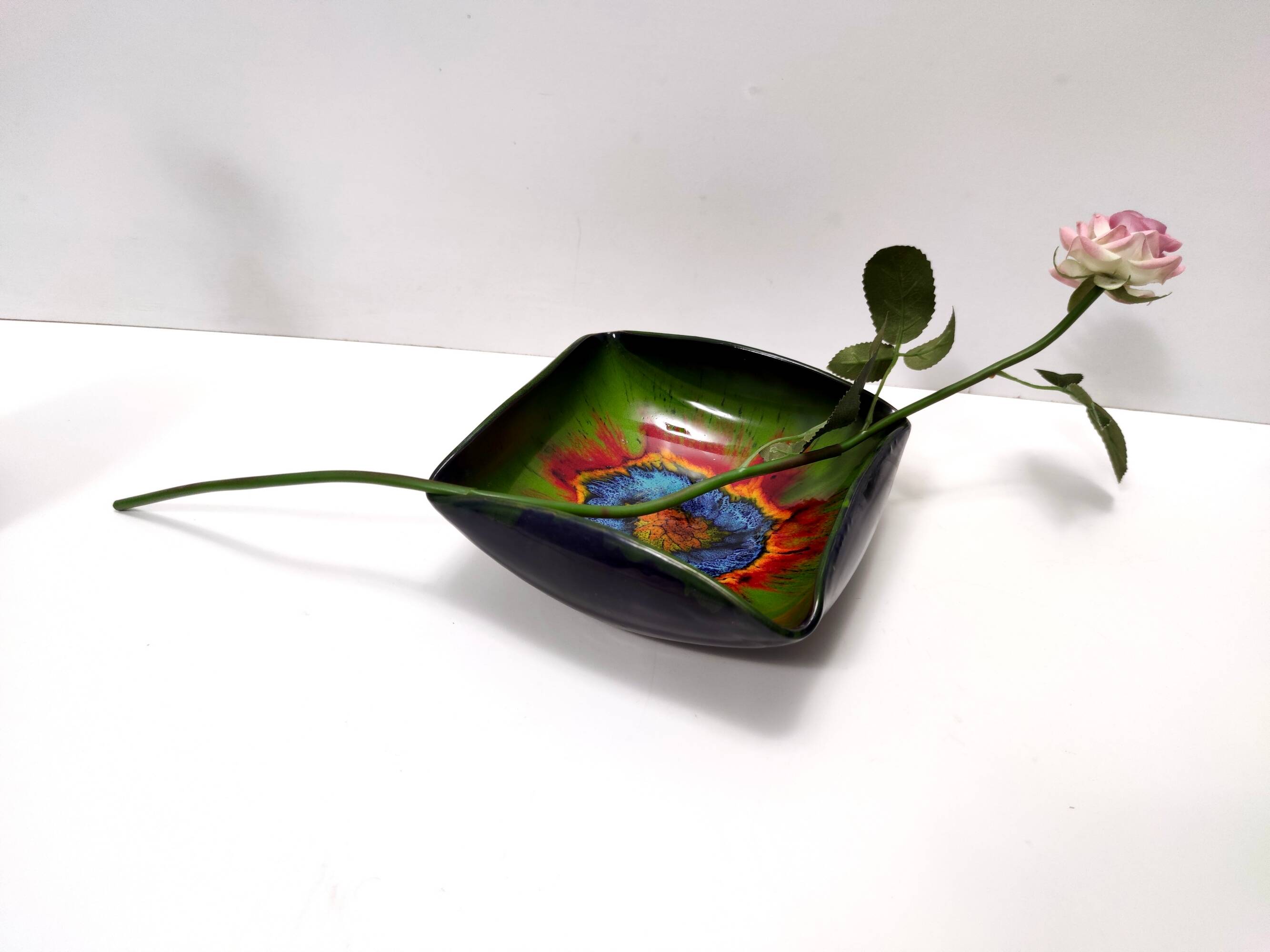 Black and Green Ceramic Vide Poche by Giovanni Poggi for San Giorgio