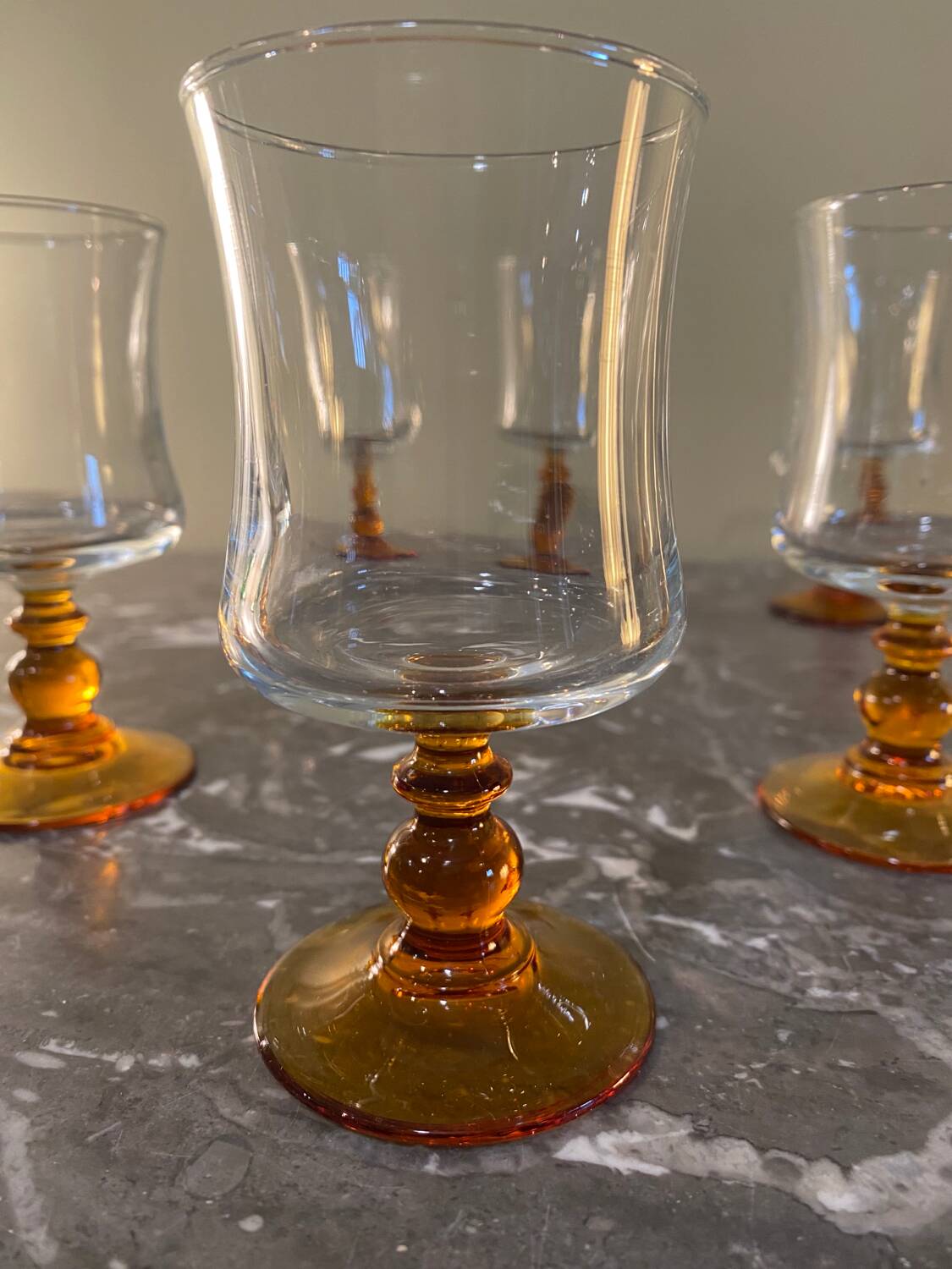 Amber ball-shaped glass base