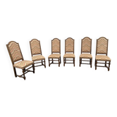 Set of six high-backed chairs in Louis XIII style.