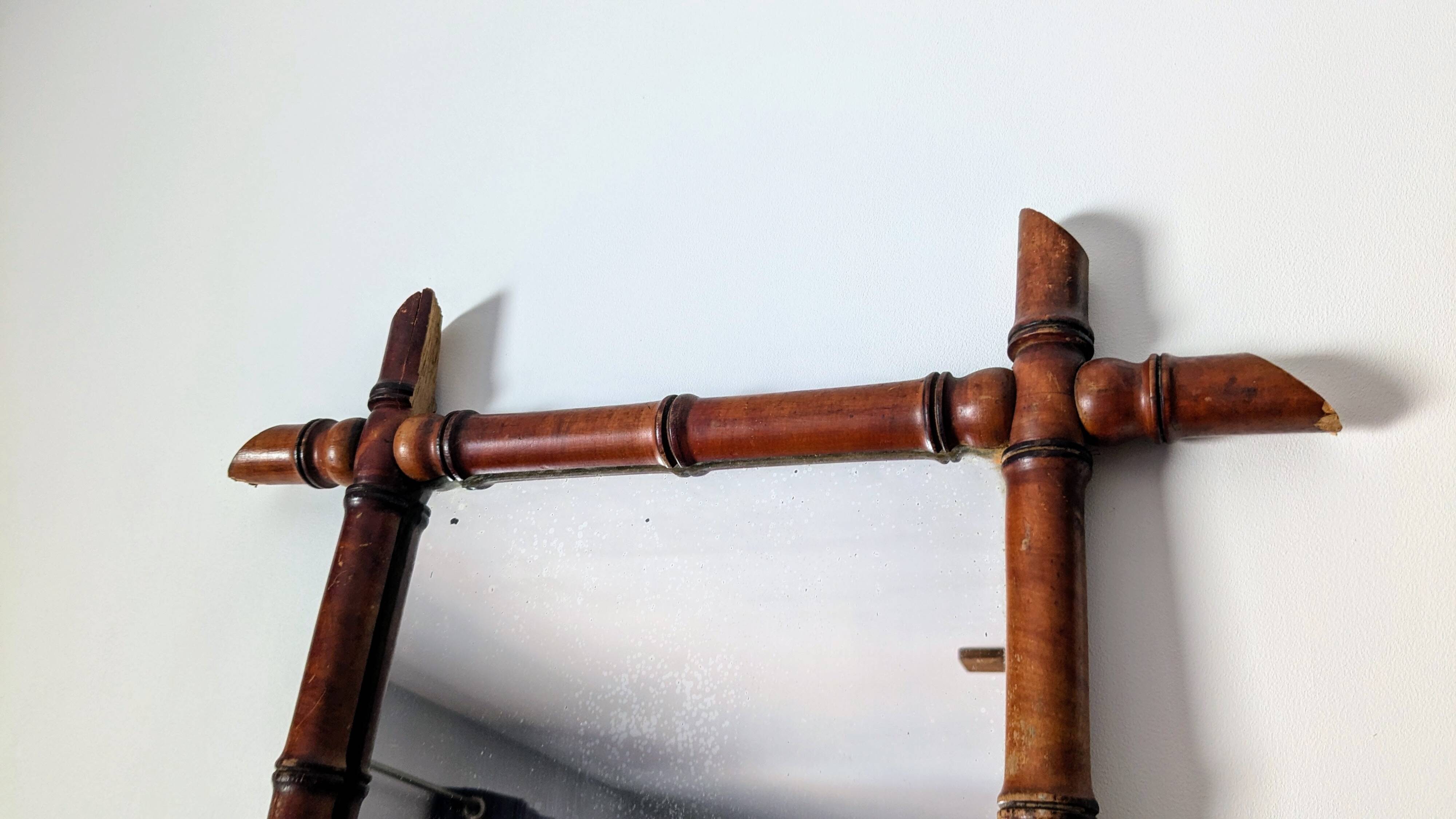 Vintage bamboo mirror 60 x 50 cm