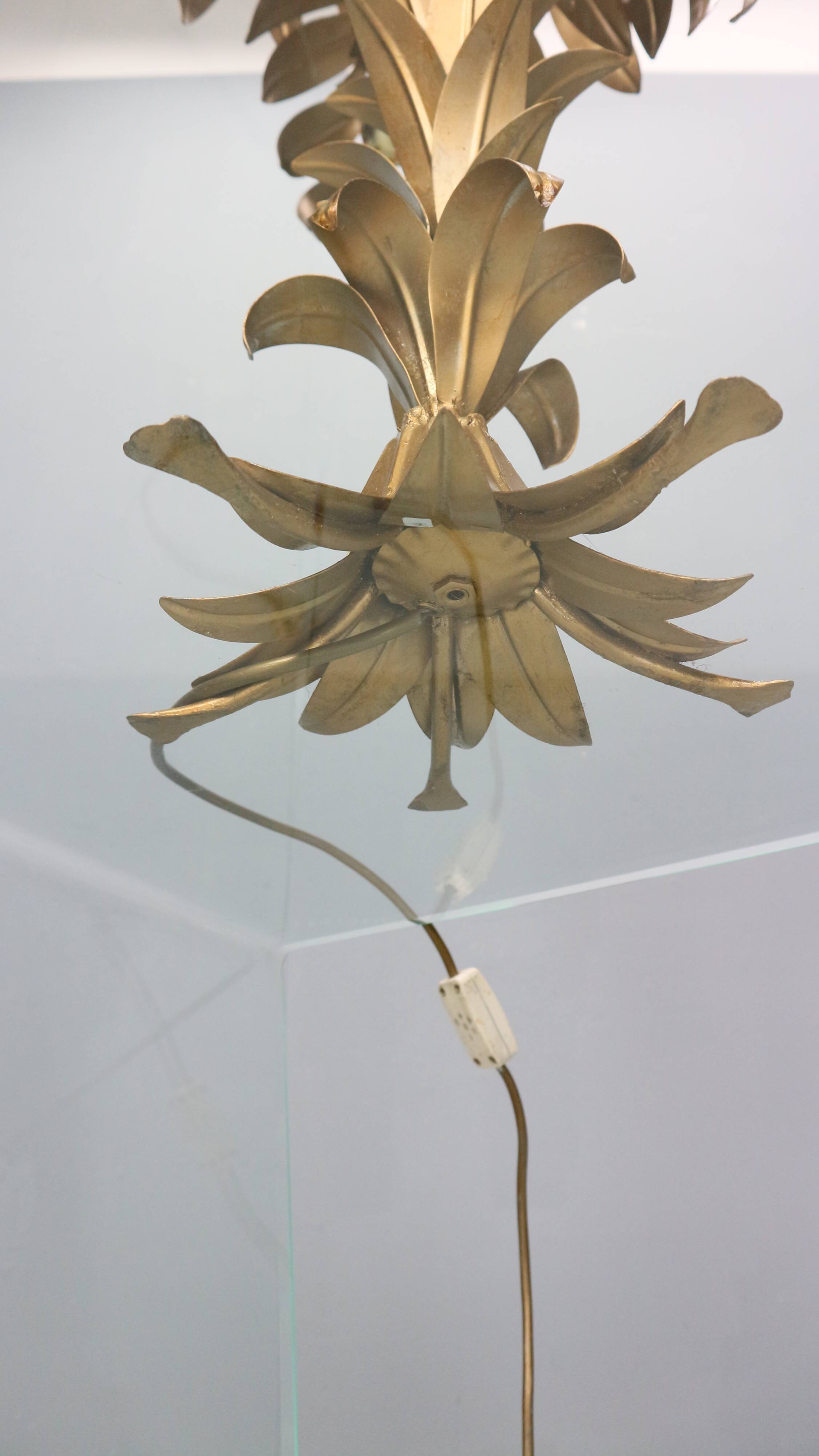 Hollywood regency Hans Kogl palm tree table lamp metal gold gilt 1970