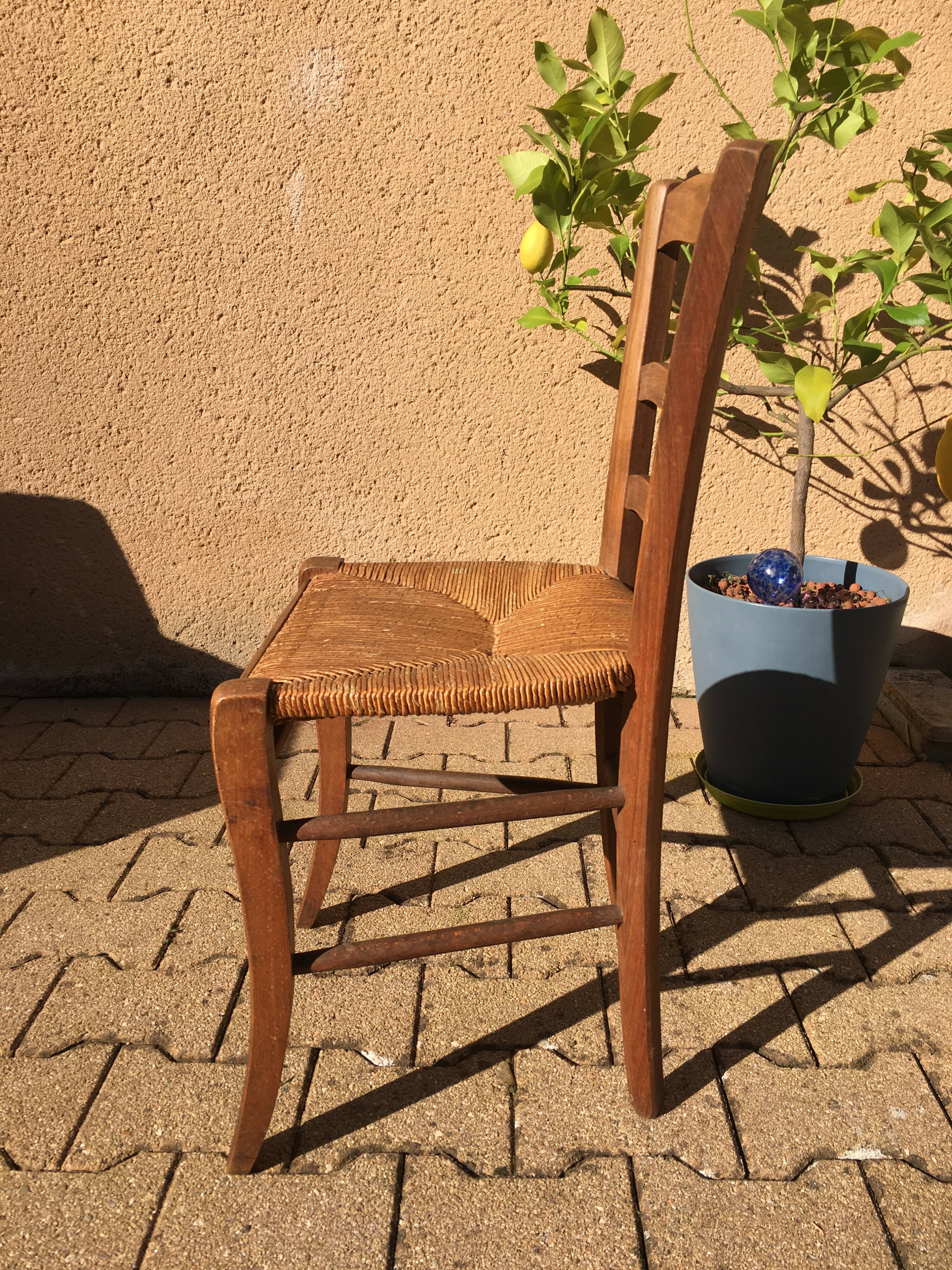 Wooden and straw chair