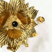 Applique fleur métal doré à la feuille d'or vintage Applique florentine