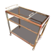 Brass and smoked glass bar trolley with casters