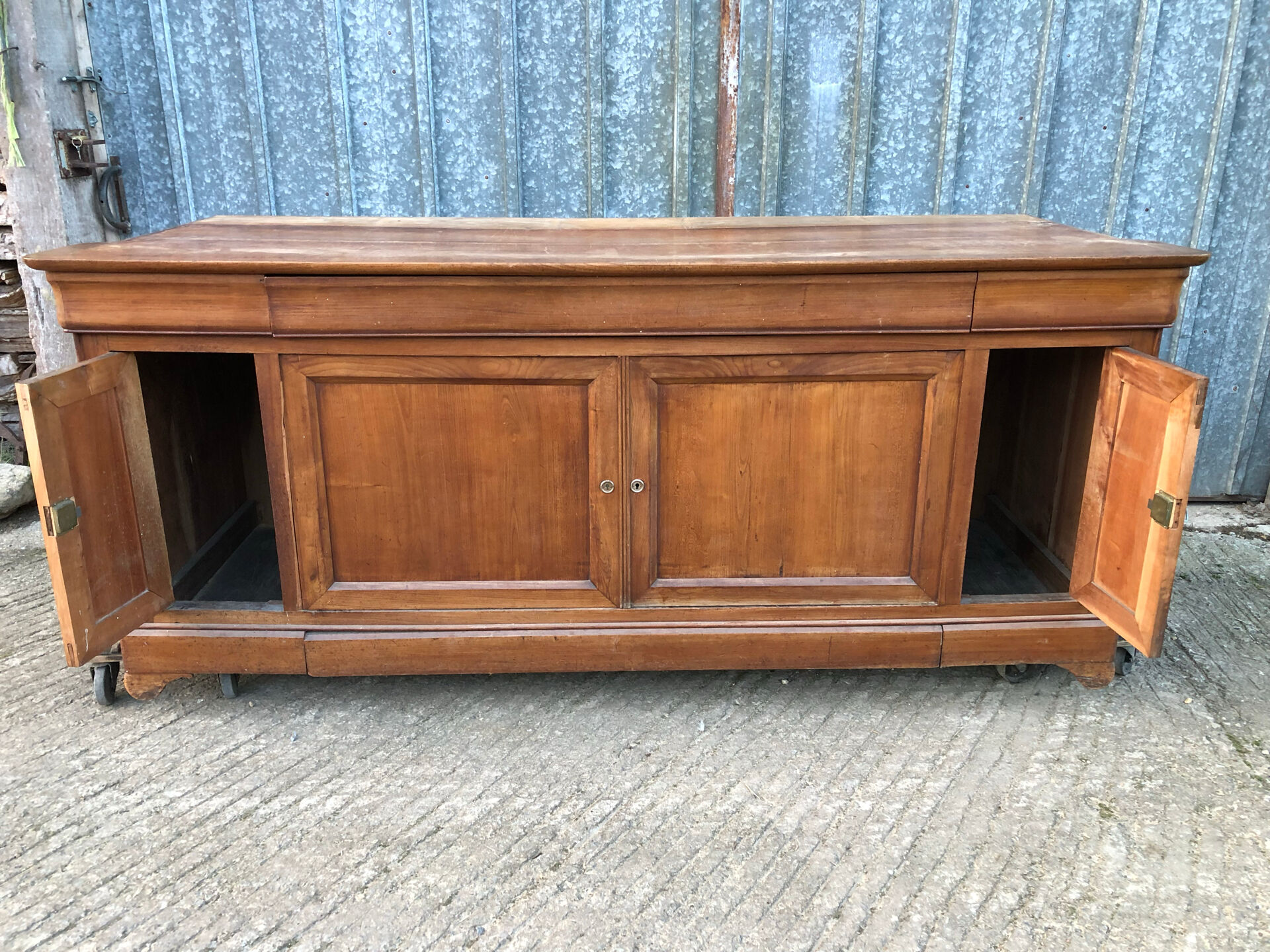 Buffet enfilade boiserie Louis Philippe en cerisier