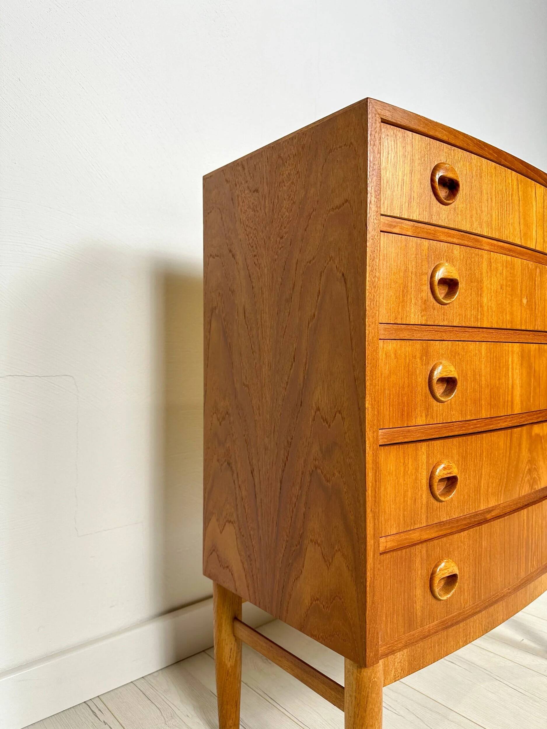 1960s Vintage Kai Kristiansen Teak Bow Front Dresser