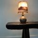 vintage lamp in pyrite sandstone and wool lampshade, La borne 1970