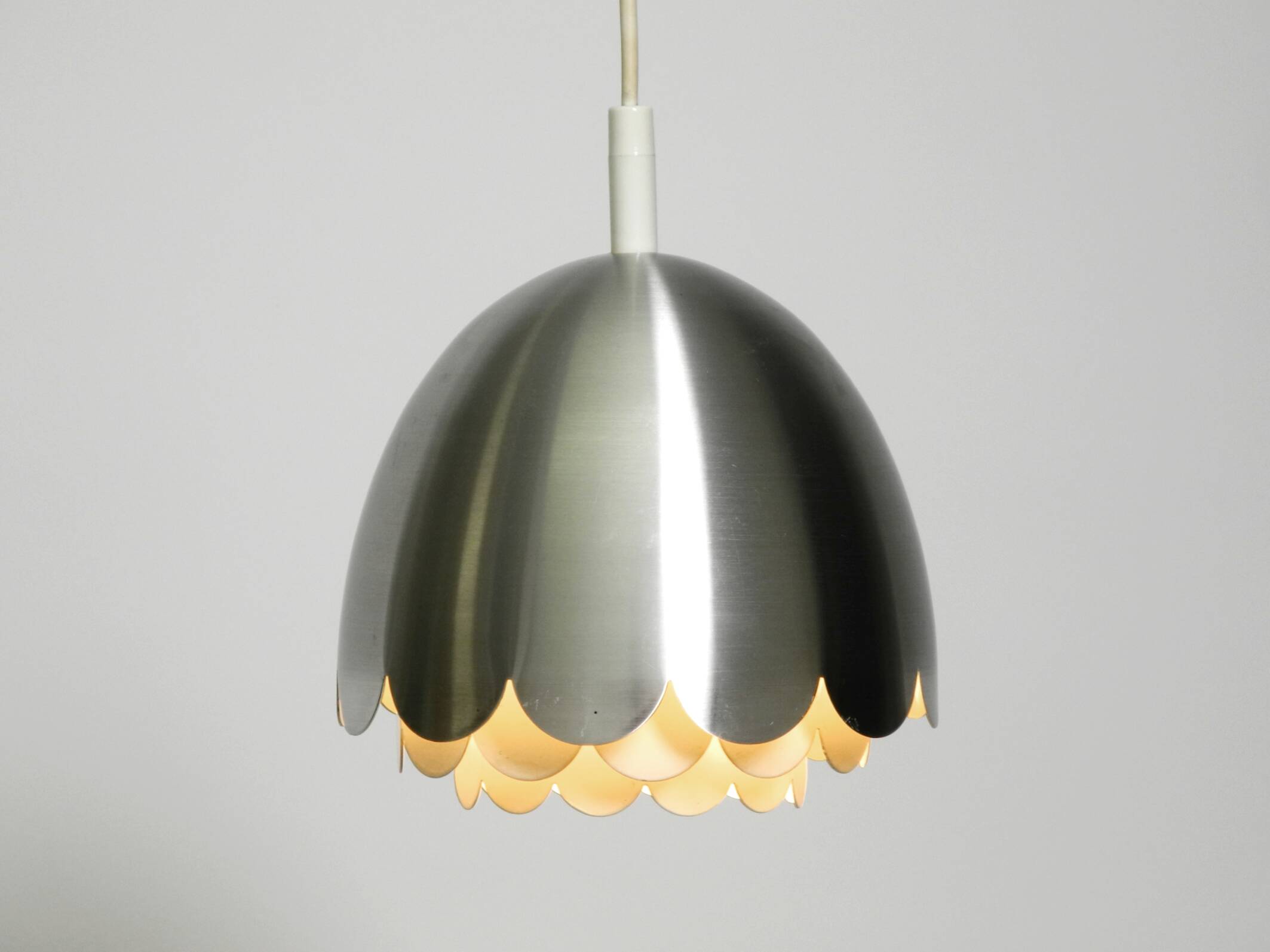 Small 1960s Space Age pendant lamp by Doria made of aluminum and metal