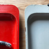Set of 2 metal trays 70s 80s