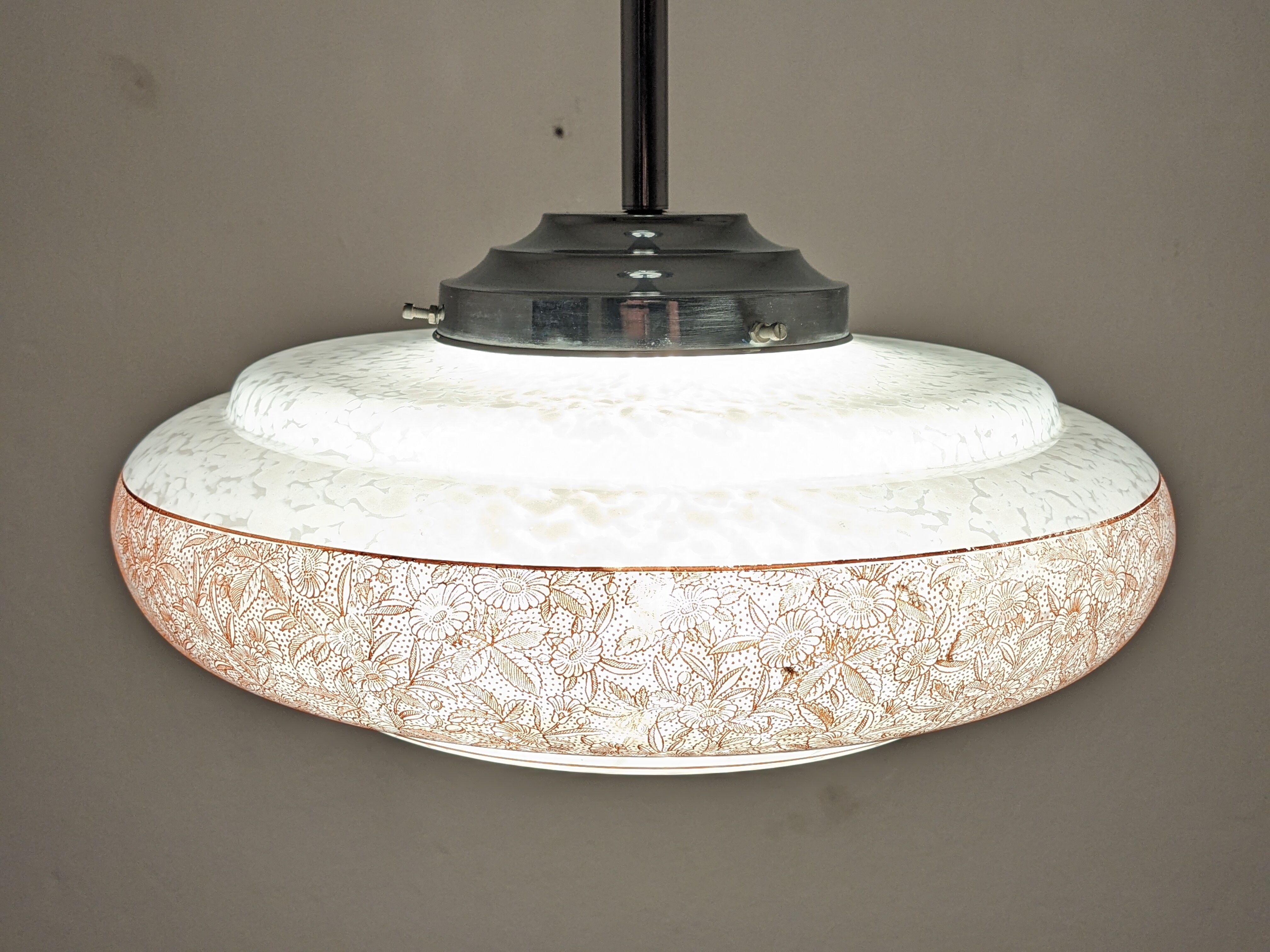 Art Deco XL pendant lamp in Clichy glass circa 1920