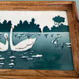 Service platter with a swan design.