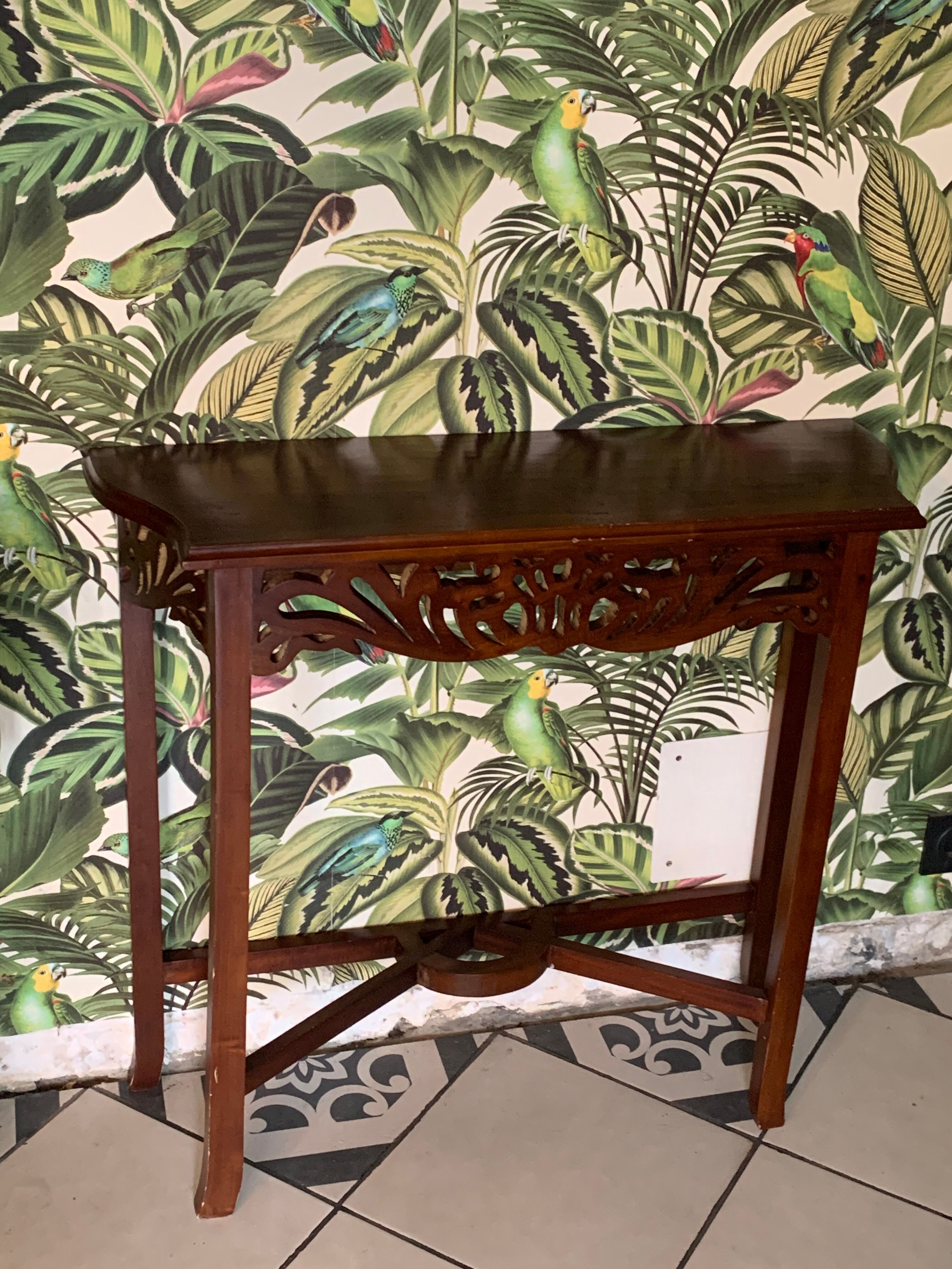 Vintage carved wooden console and aesthetics