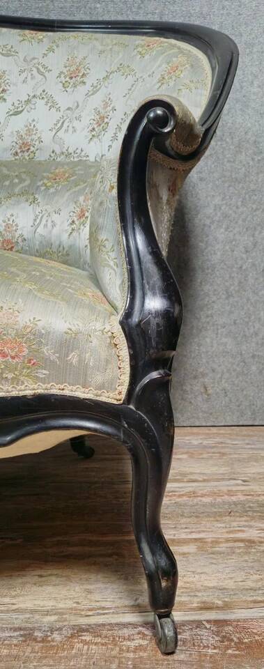 Napoleon III period bench in blackened wood circa 1850