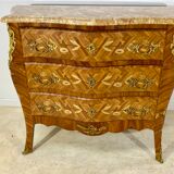 Inlaid chest of drawers Louis XV marble top