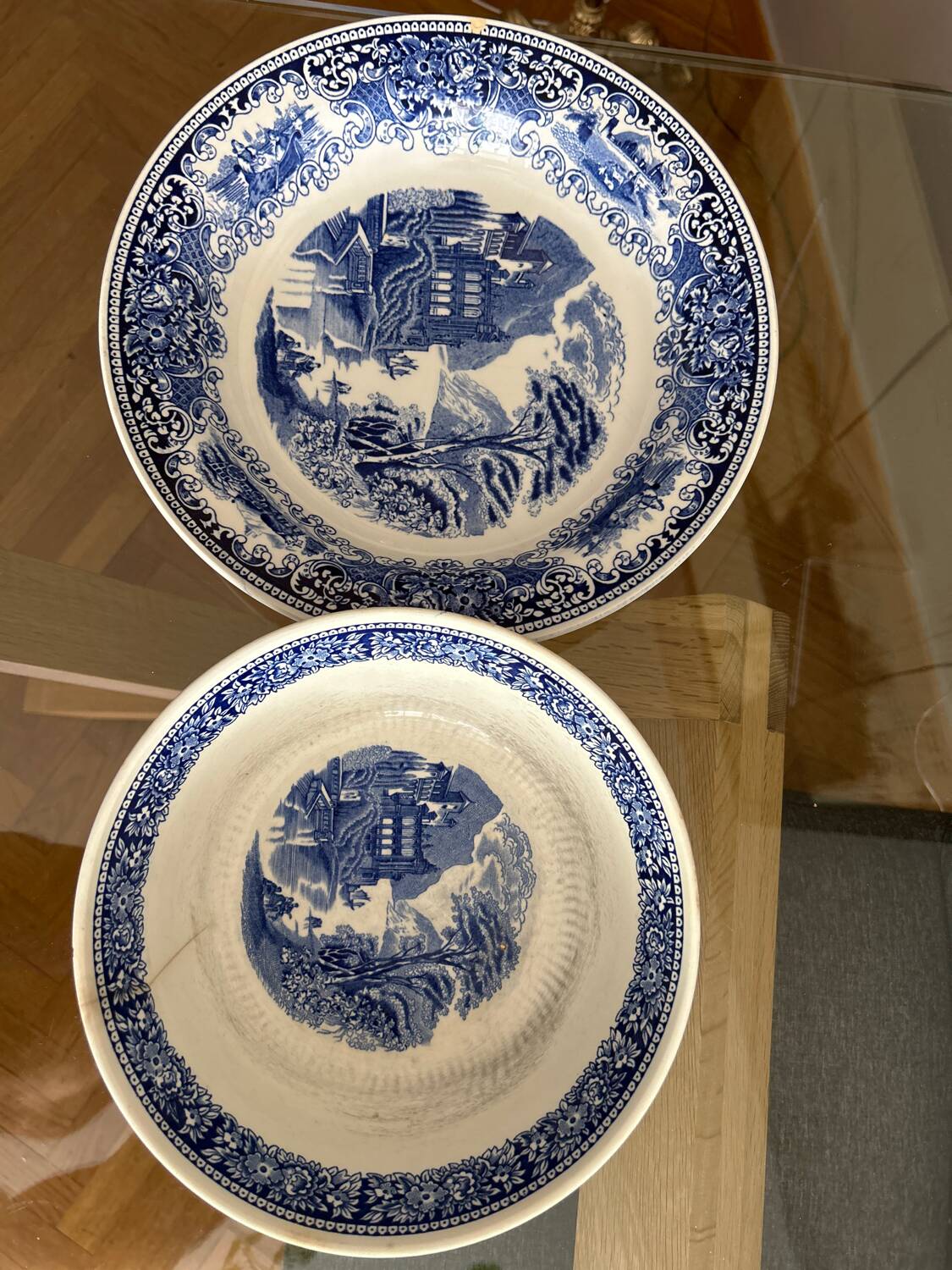 Salad bowl and hollow dish Earthenware OLD ENGLAND