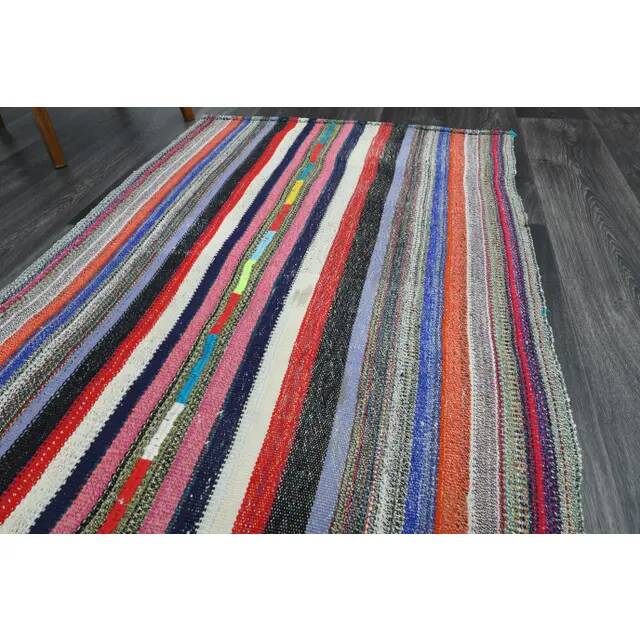 1970s Vintage Turkish Oushak Handmade Wool Cotton Red Runner Rug 95x252