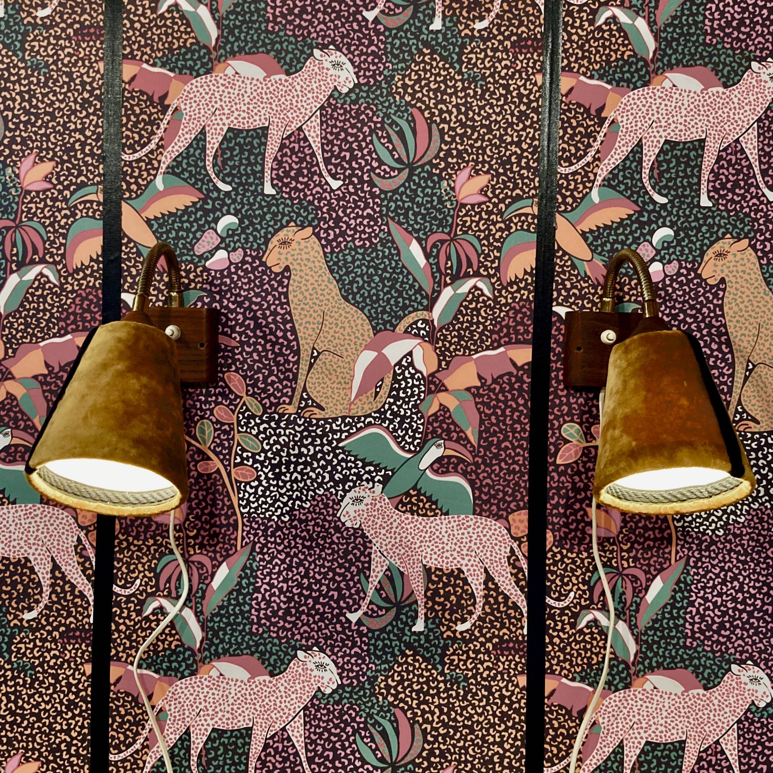 Pair of modular wall lights Scandinavian design 1950.