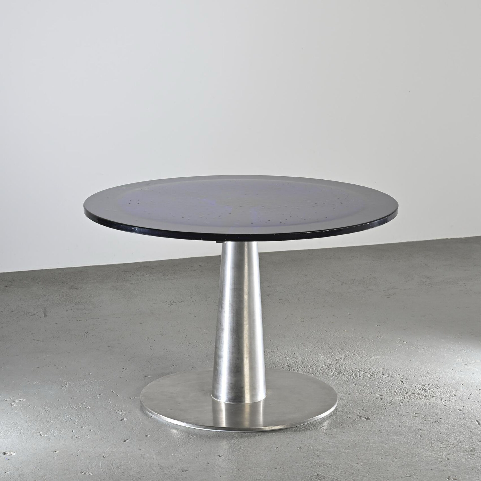 Table à manger en verre soufflé et acier par Perrin & Perrin, vers 1990.
