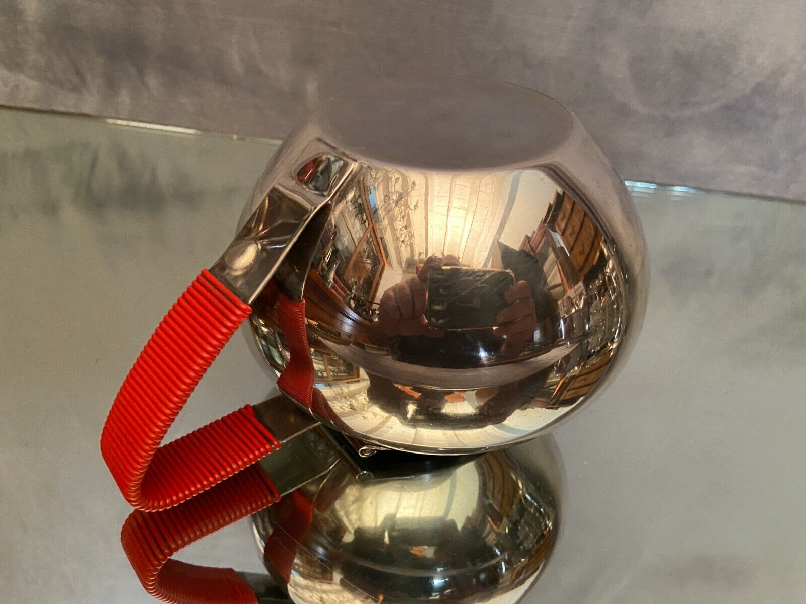 Silver metal teapot WMF vintage design 1960