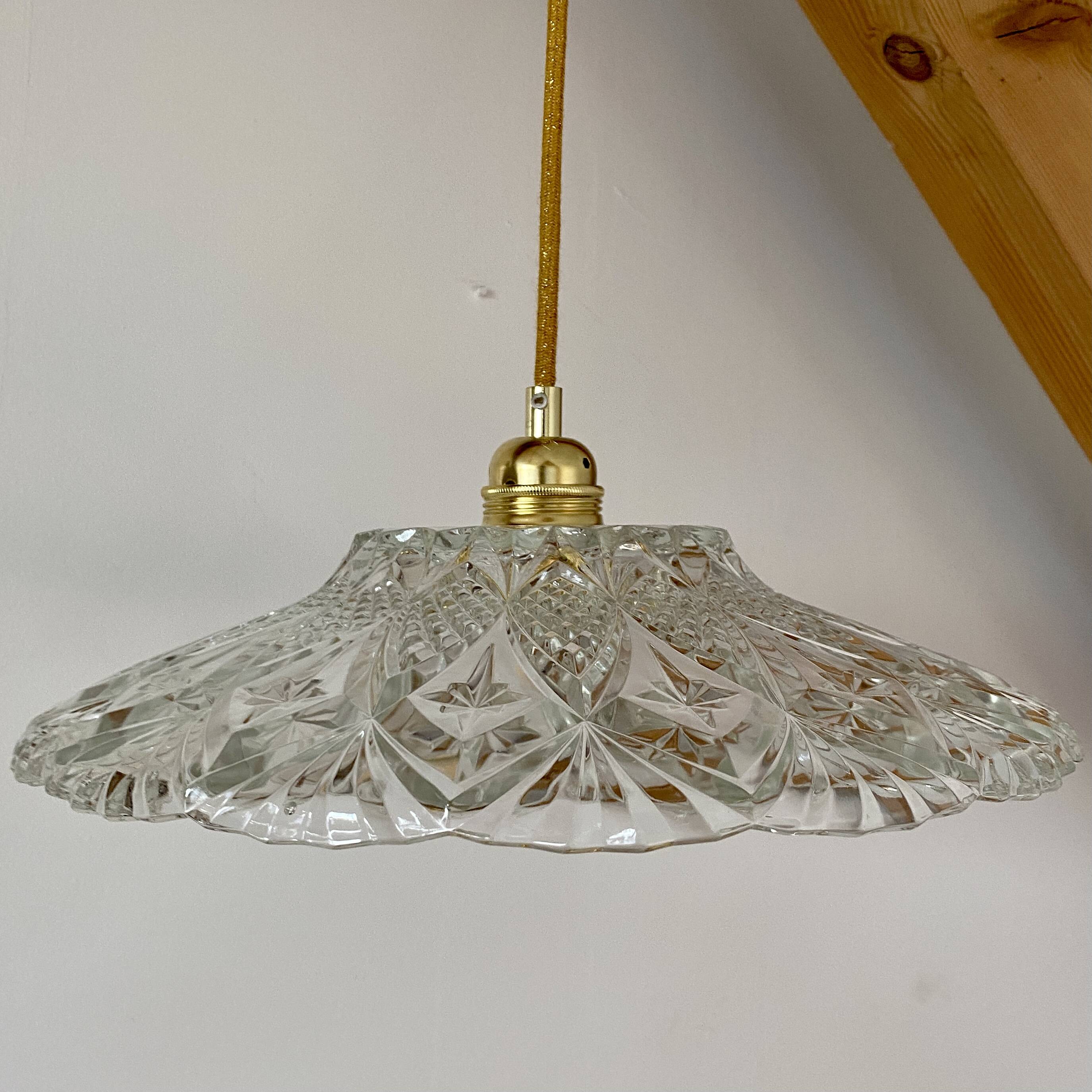 Vintage moulded glass pendant light - tableware collection -