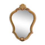Small vintage rockery wall mirror in golden resin