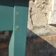 Table de ferme d'appoint patine turquoise