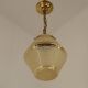 Art Deco ceiling light in yellow and gold glass and brass, France