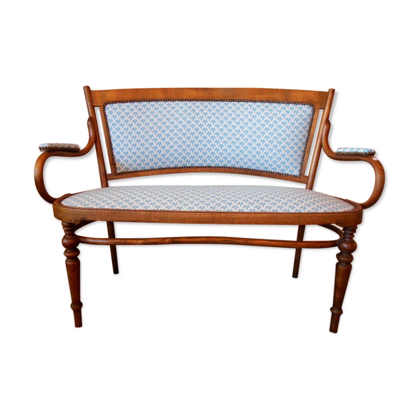 Curved wooden bench