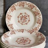 Six antique plates opaque porcelain from GIEN, service "Osborne"