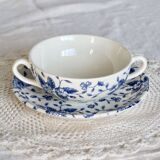 Vintage double-handled cup & saucer – Royal Tudor “Bouquet” blue