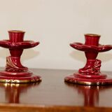 Paire de bougeoirs suédois vintage en céramique