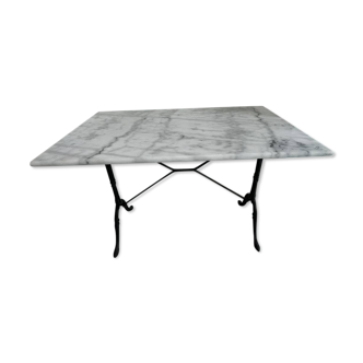 Table vintage de bistrot marbre/fonte