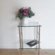 Glass and gilded brass pedestal table, 50s