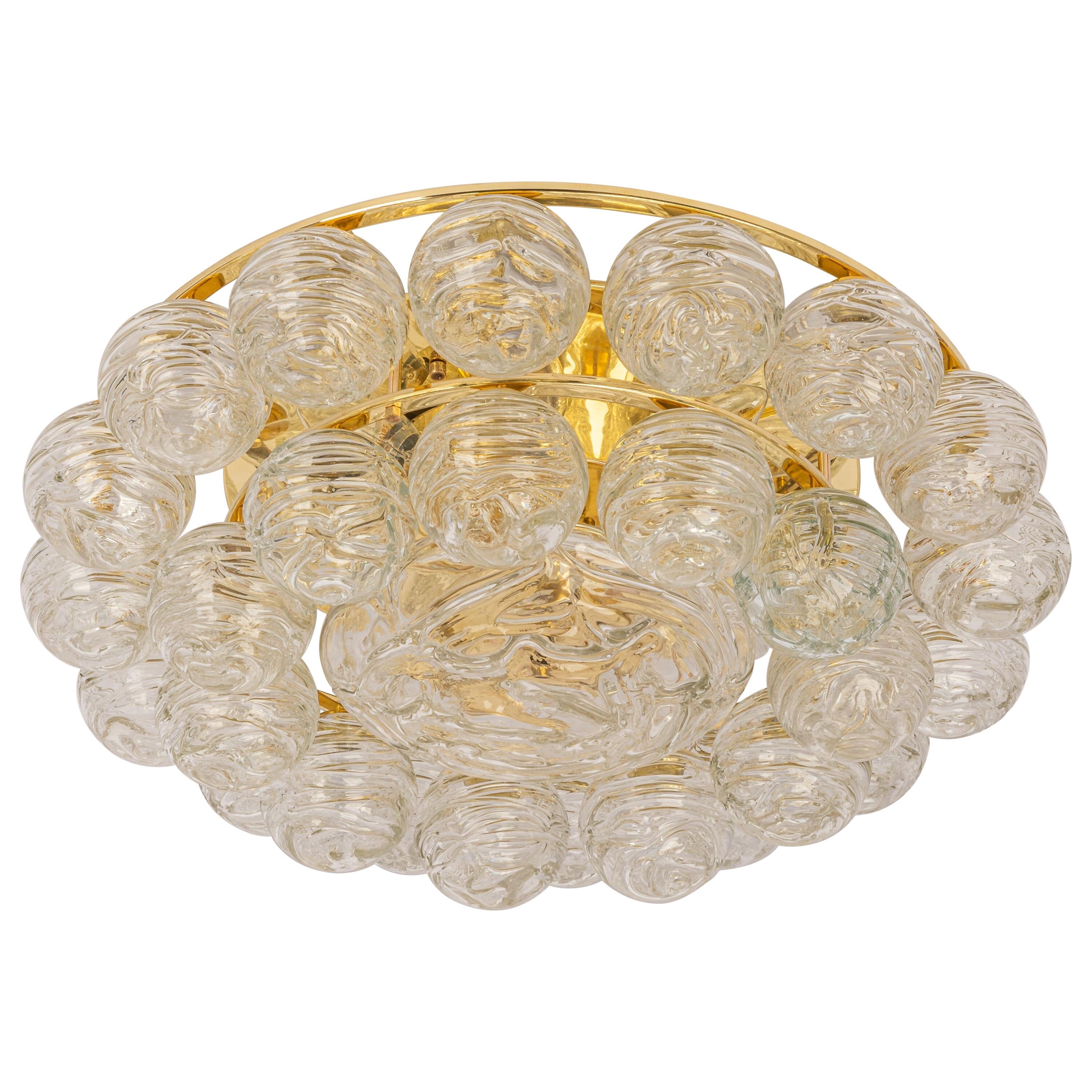 Spectacular Sputnik Flush Mount Glass Snow Balls by Doria, Germany, 1970s