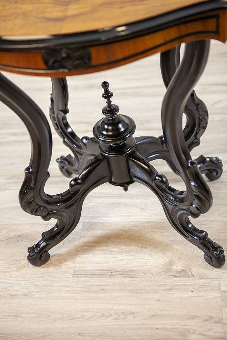 Antique Walnut Side Table with Veneered Top, 1890s