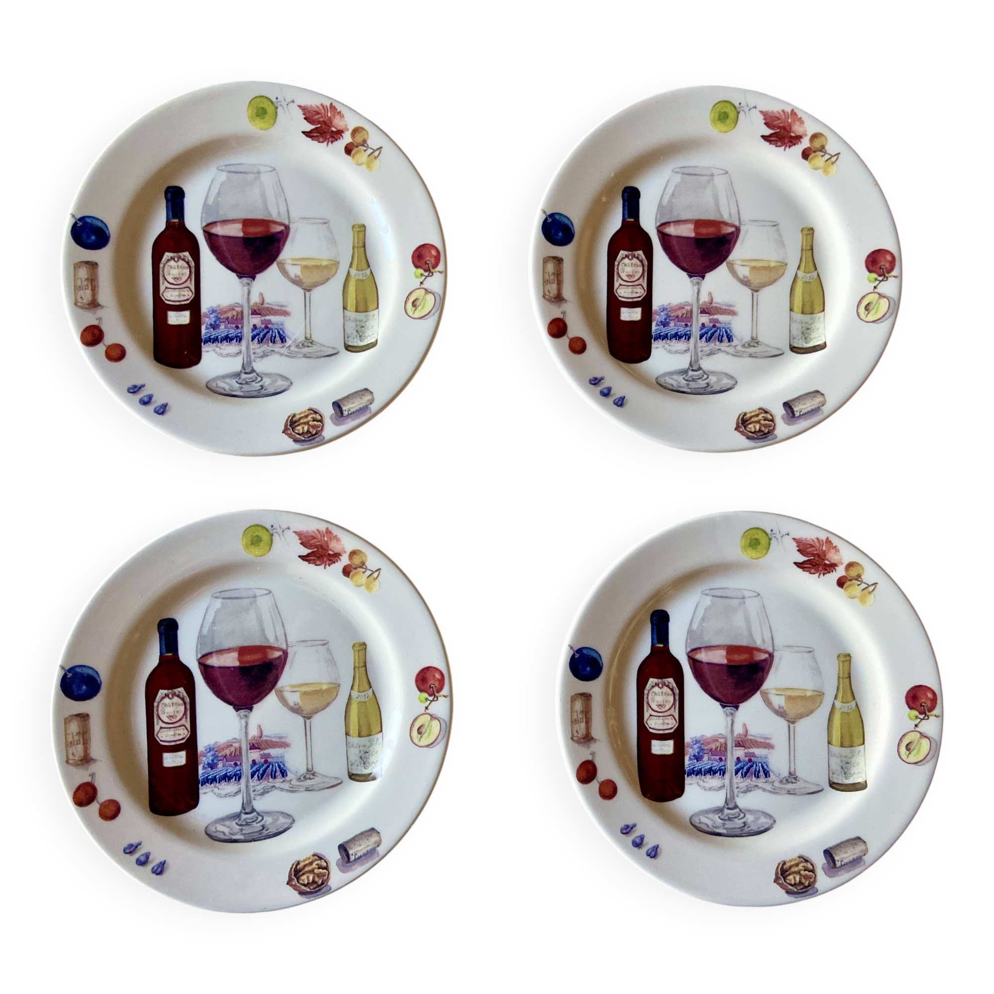 4 bread plates in Gien earthenware "Bouquet"