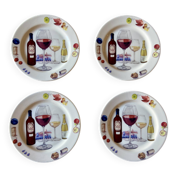 4 bread plates in Gien earthenware "Bouquet"
