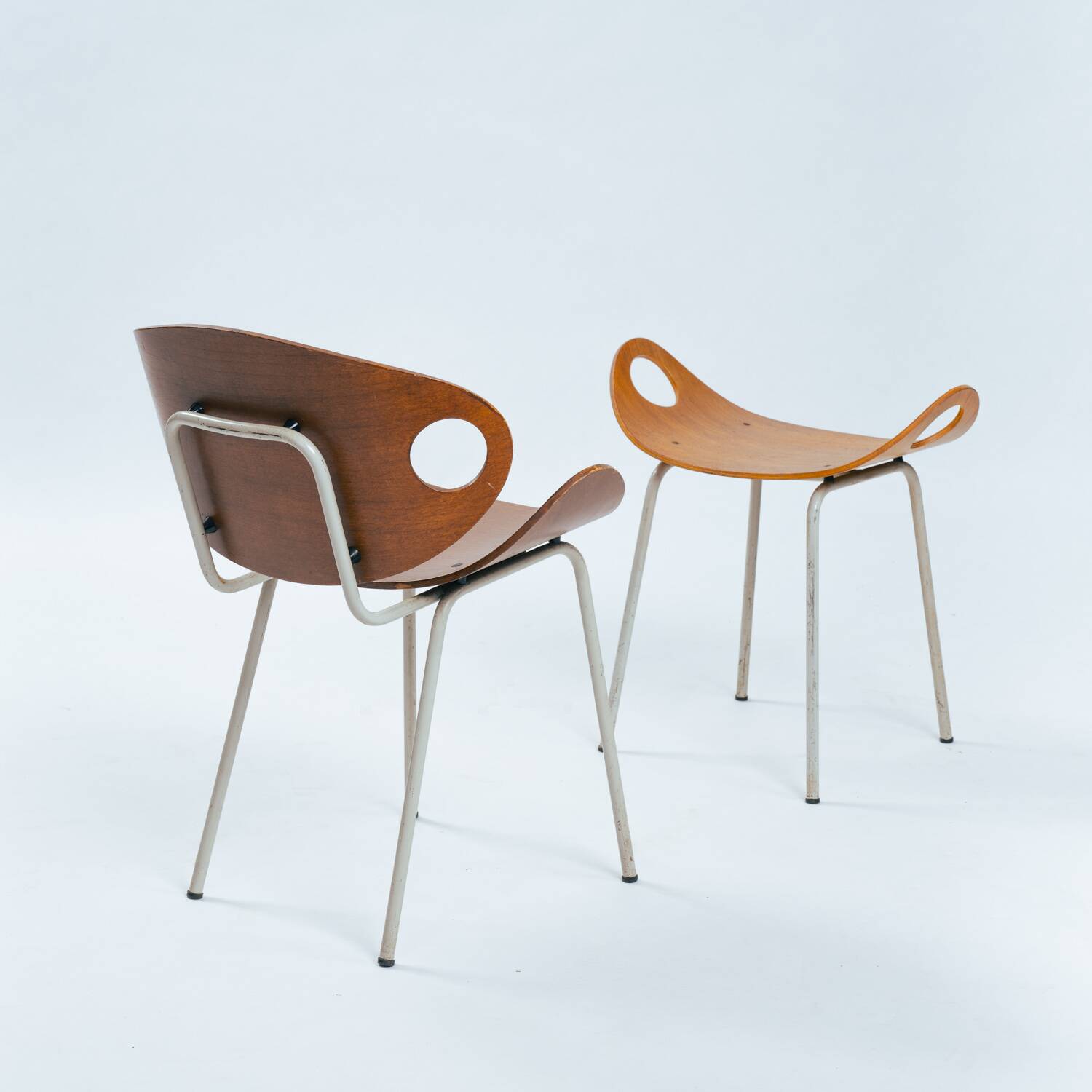 Olof Kettunen Chair and Stool for Merivaara, Finland 1950s