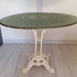 Table de jardin en tôle et pied en fonte