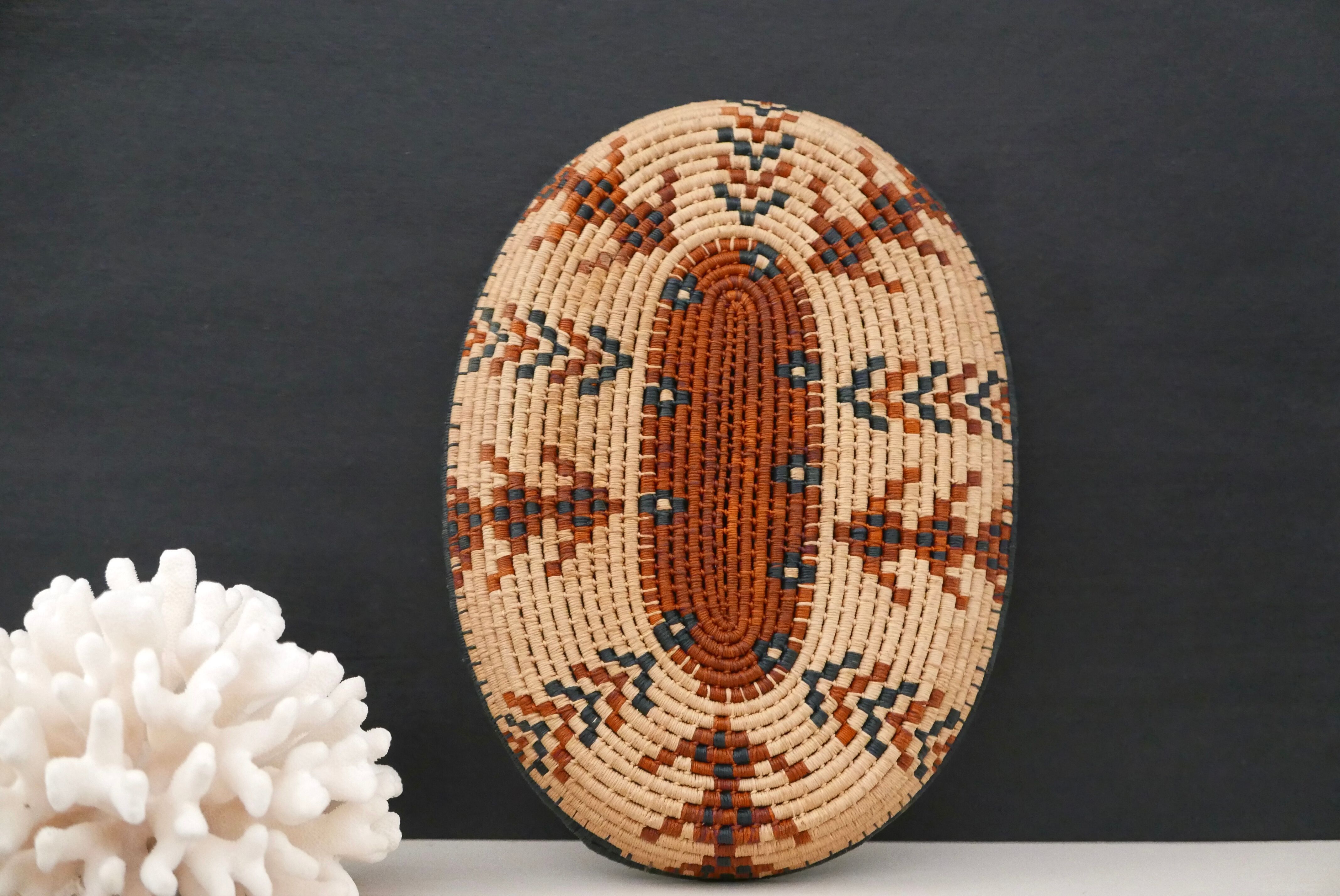 Braided ethnic oval basket