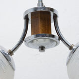 Suspension art déco chromé et bois, vers les années 1930