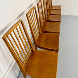 Lot de 6 chaises en hêtre massif vintage bois bicolore design annee 60