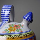 Spanish ceramic water bottle with vintage painted flowers
