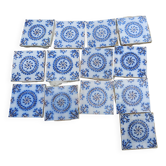 17 old tiles from Desvres Fourmaintraux-Courquin – 11 × 11 cm 19th century