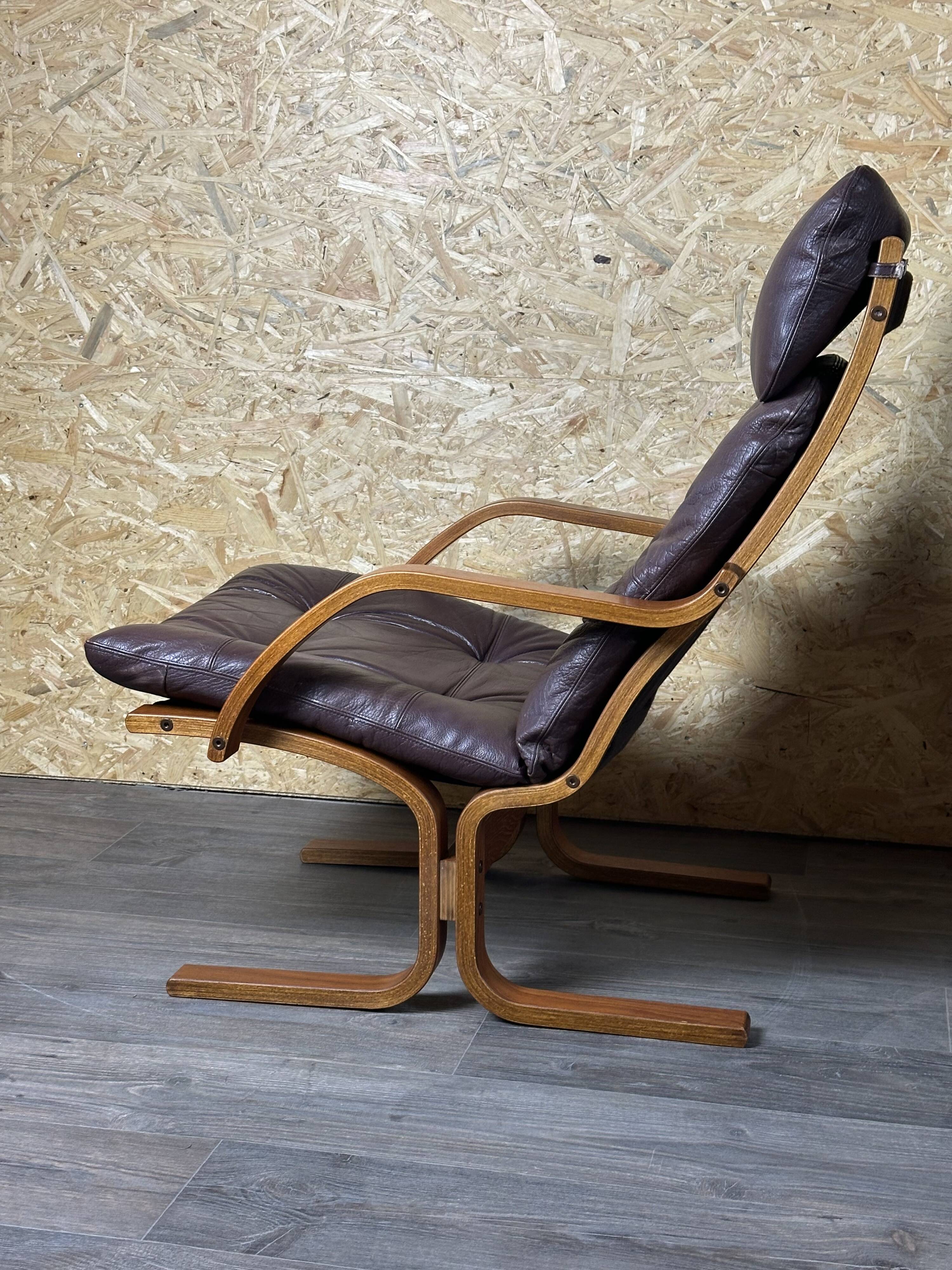 2x 60s 70s Easy Chair Leather Armchairs Westnofa Norway Mid Century