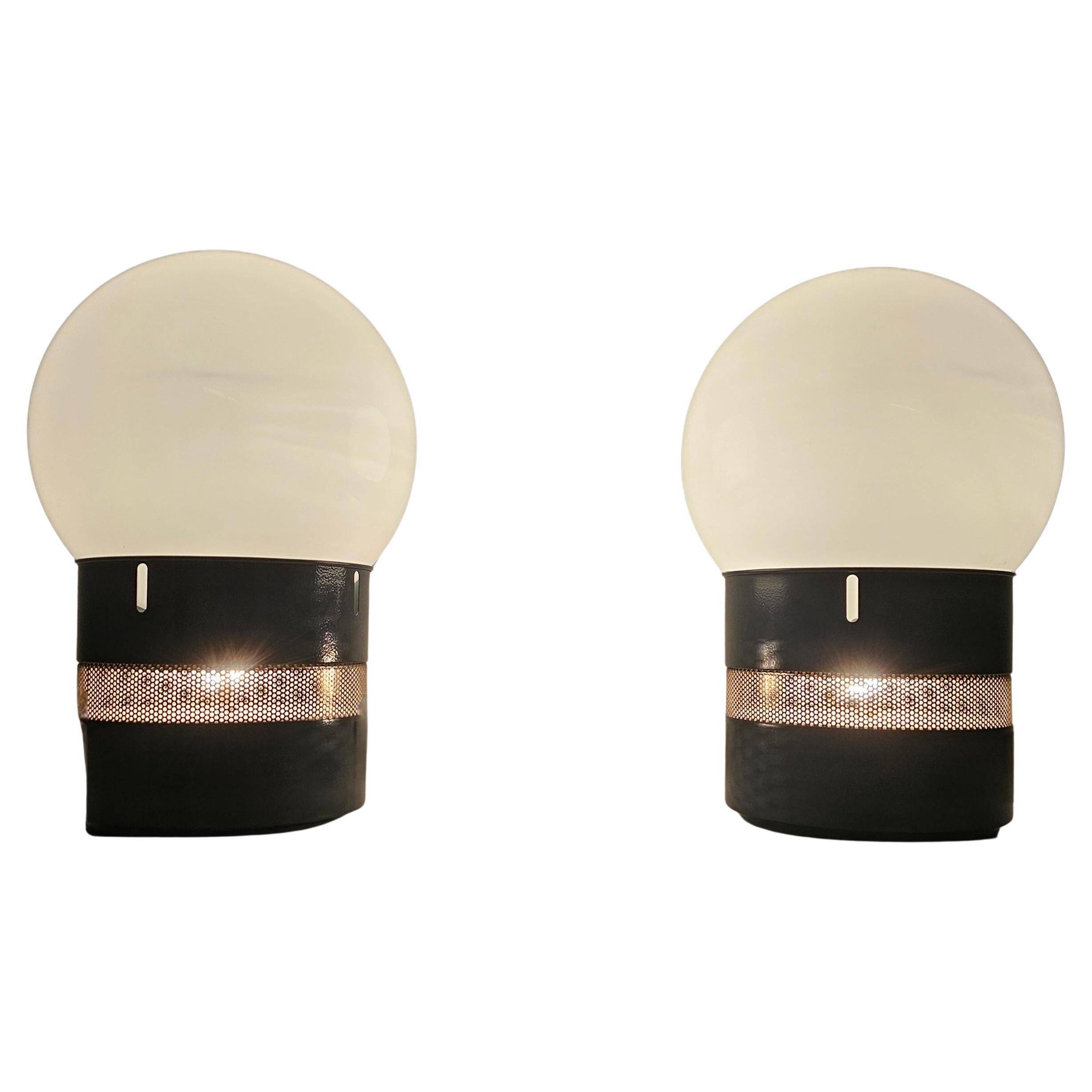 Pair of Mezzo Oracolo blue/grey lamps by Gae Aulenti for Artemide, 1960s.