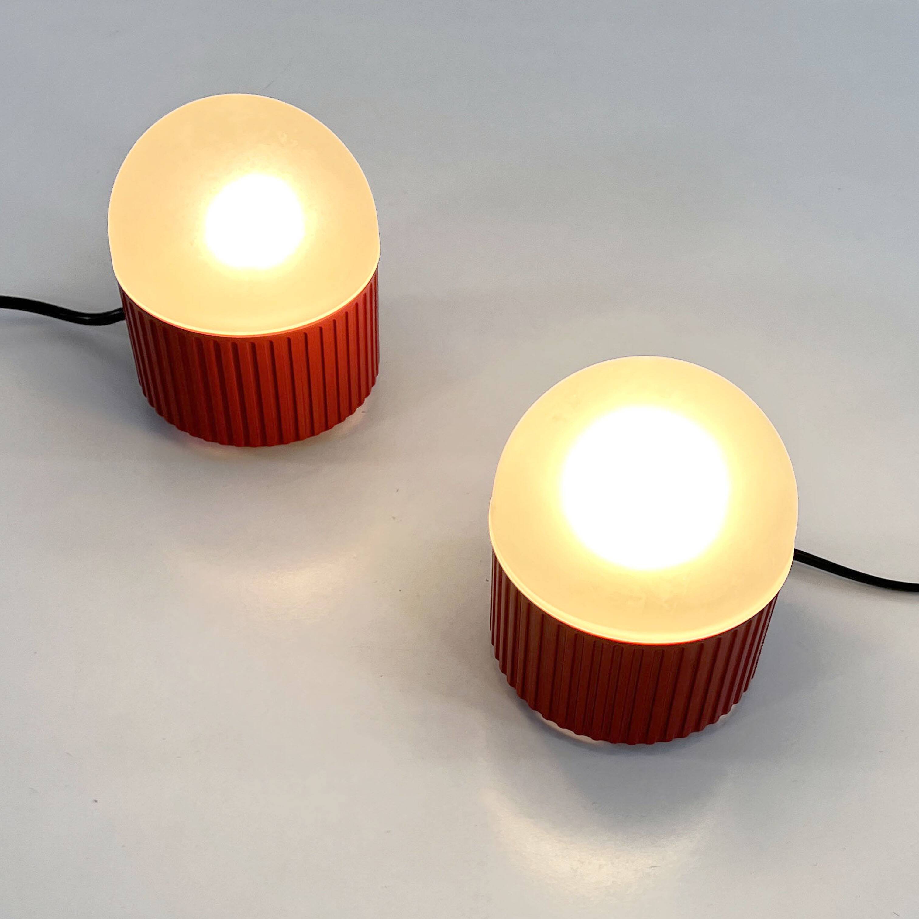 Pair of Red Bulbo Lamps by Barbieri & Marianelli for Tronconi, 1980